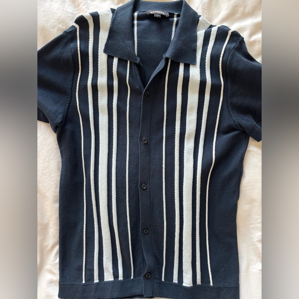 Men’s Blue Striped Polo - Medium from Express
